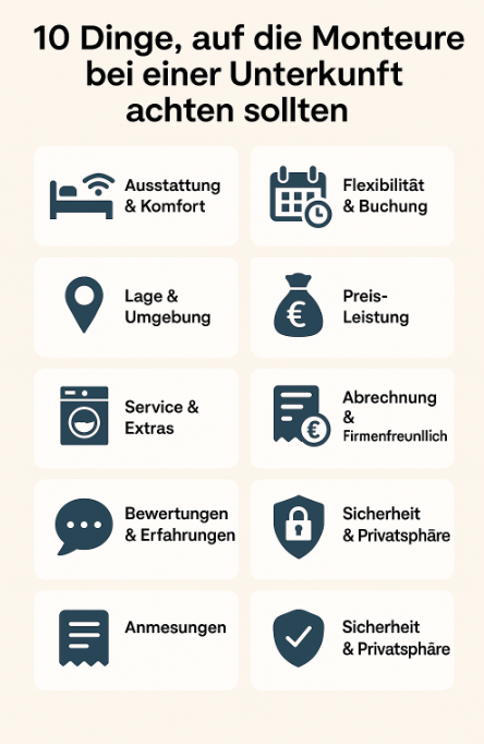 10 Monteurunterkunft Kriterien für Monteure