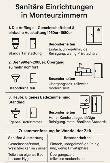 Sanitäre Einrichtungen in Monteurzimmern Historie